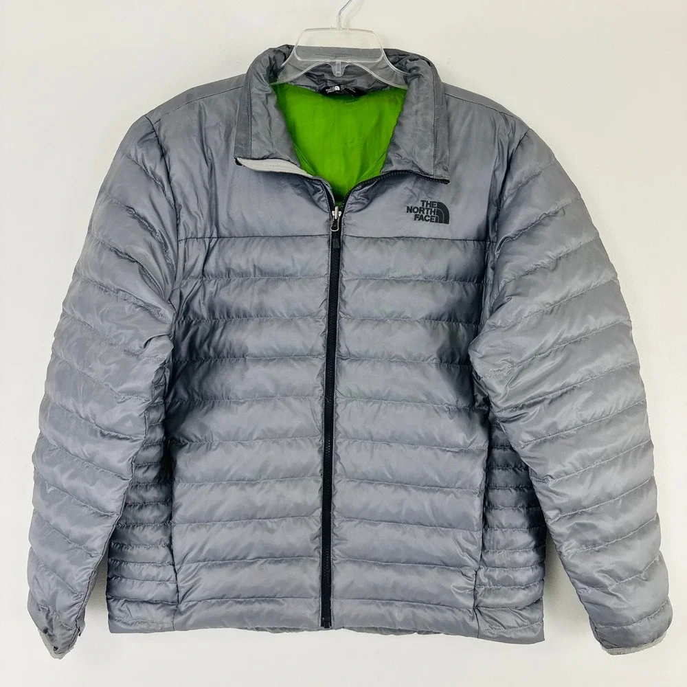 The North Face 550 Down Puffer Jacket Mens Medium Gray Flare Quilted NF0A55XG